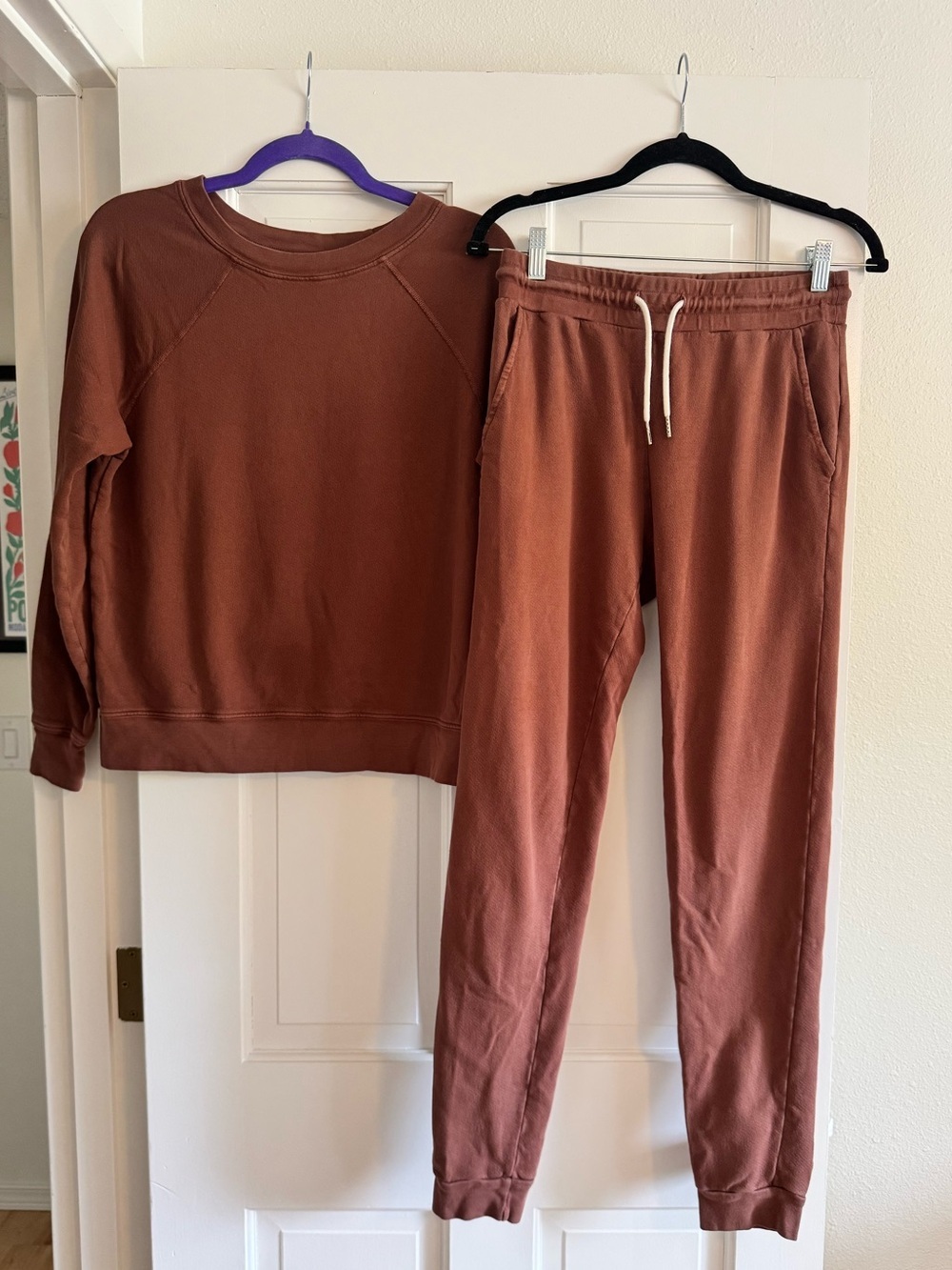 MATE the Label Organic Cotton Terry Sweat Set Joggers Crewneck Small SEE PHOTOS